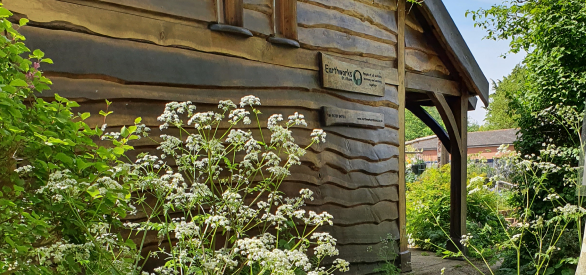 The Earthworks wooden lodge, called the Warren